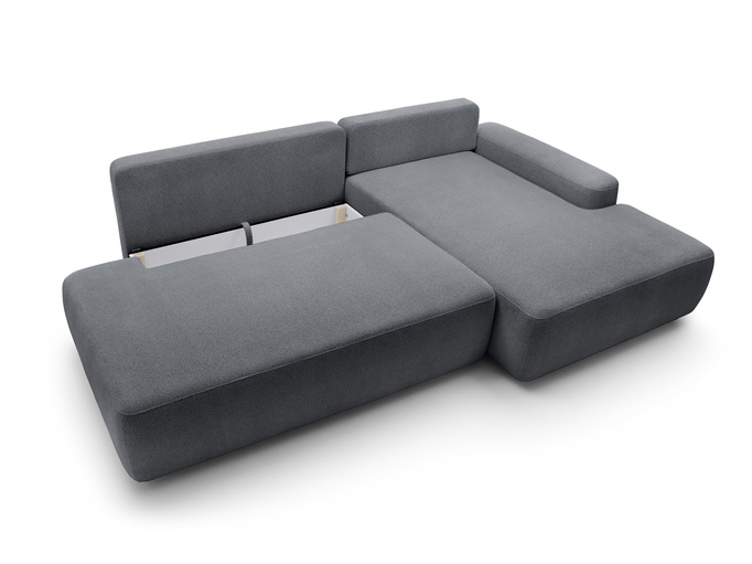 Narożnik OLMI O prawostronny Raven 18 grafitowy ciemny szary funkcja spania + poduszki