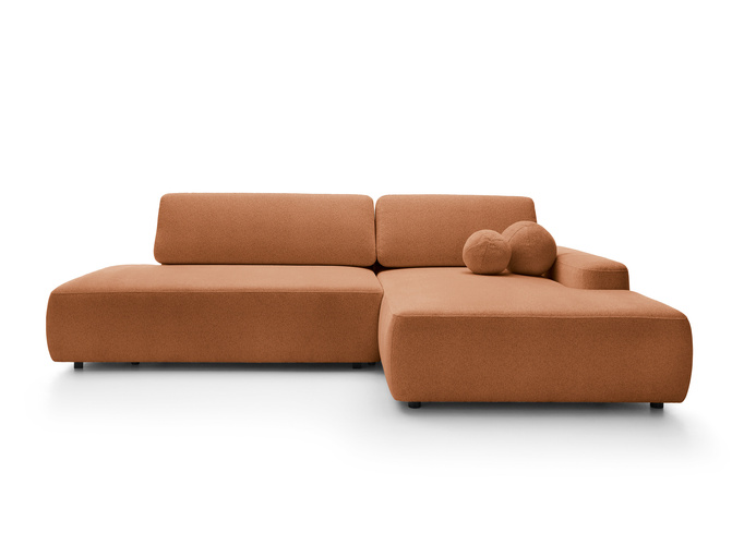 Narożnik OLMI O prawostronny Raven 44 terakota ceglasty funkcja spania + poduszki