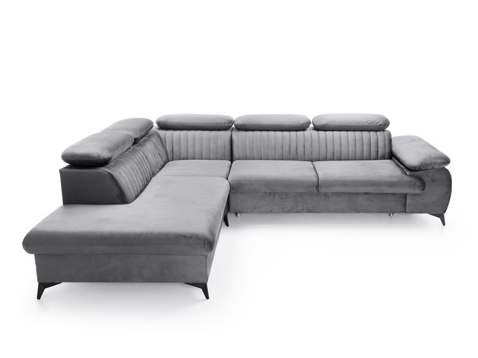 Narożnik VETTO lewostronny Monolith 85 szary welur funkcja spania