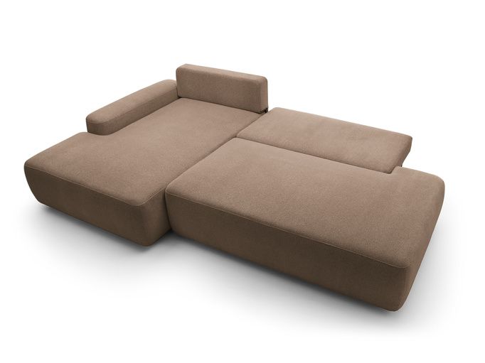 Narożnik OLMI O lewostronny Raven 45 czekoladowy ciemny brąz funkcja spania + poduszki