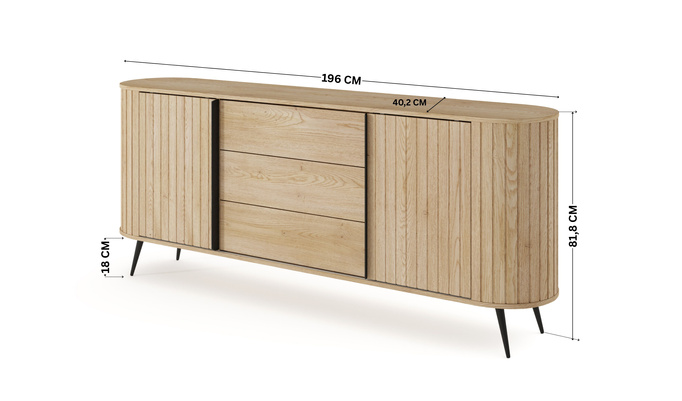 Komoda LOVI 196 cm Dąb Cremona