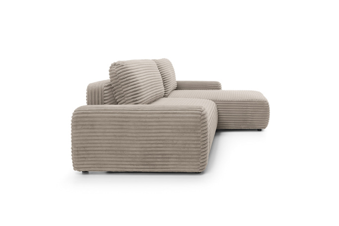 Narożnik sztruksowy z funkcją spania VIGO Ambience 04 Taupe pojemnik