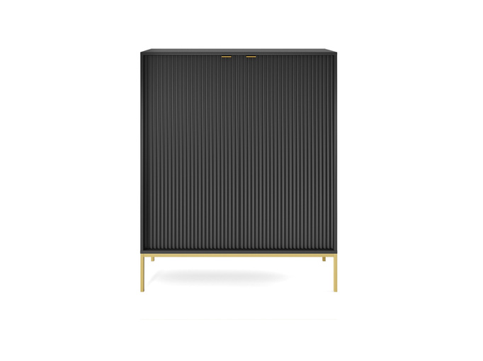 Pojemna komoda Kioto K104 w kolorze czarnym i złotymi nóżkami