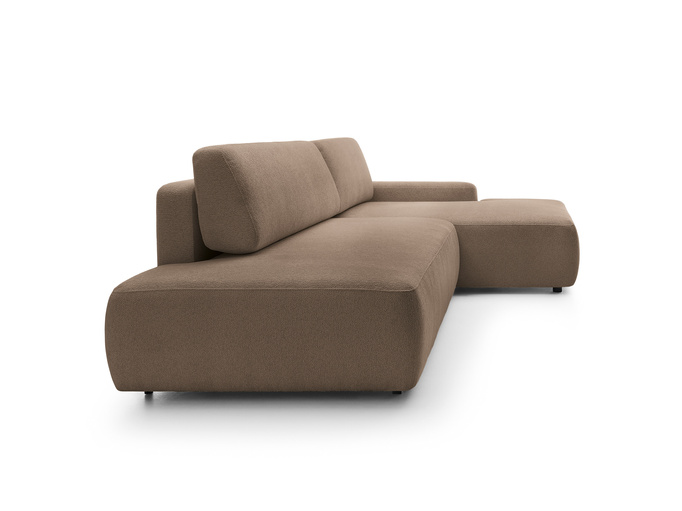 Narożnik OLMI O prawostronny Raven 45 czekoladowy ciemny brąz funkcja spania + poduszki