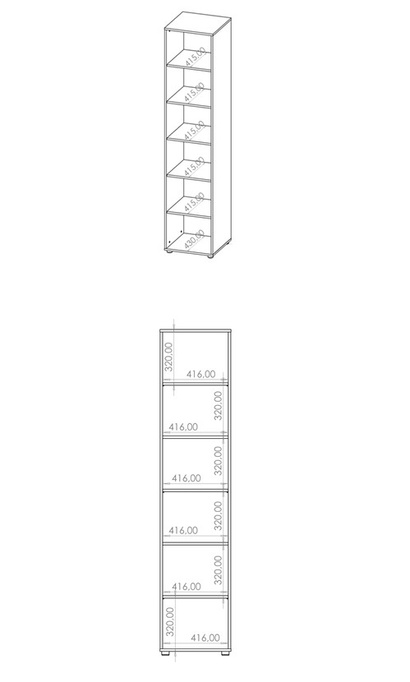 Regał pionowy Modena R45 z sześcioma półkami