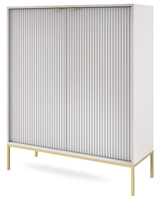 Pojemna komoda Kioto K104 w kolorze szarym i złotymi nóżkami