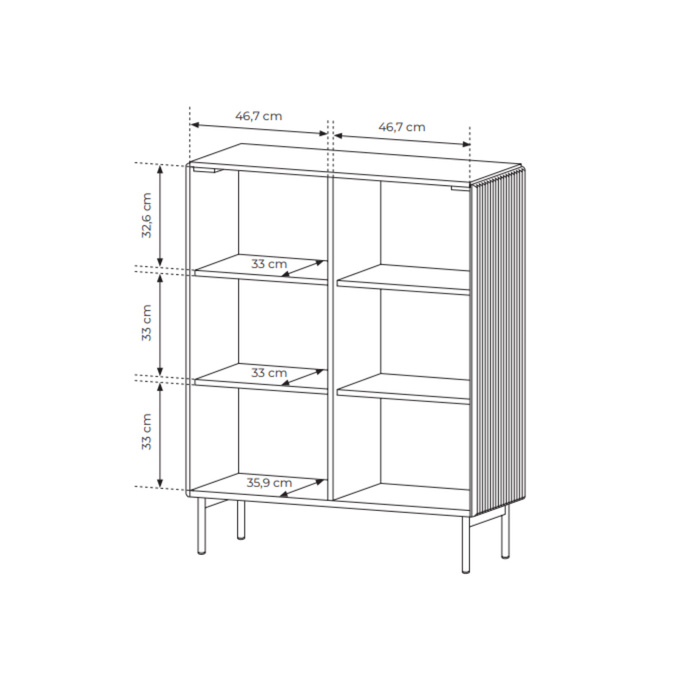 Komoda wysoka MUTI kaszmir 99 cm ryflowana cichy domyk