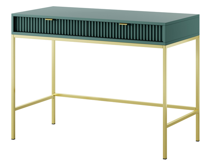 Toaletka z szufladami Kioto w kolorze zielonym i złotymi nóżkami