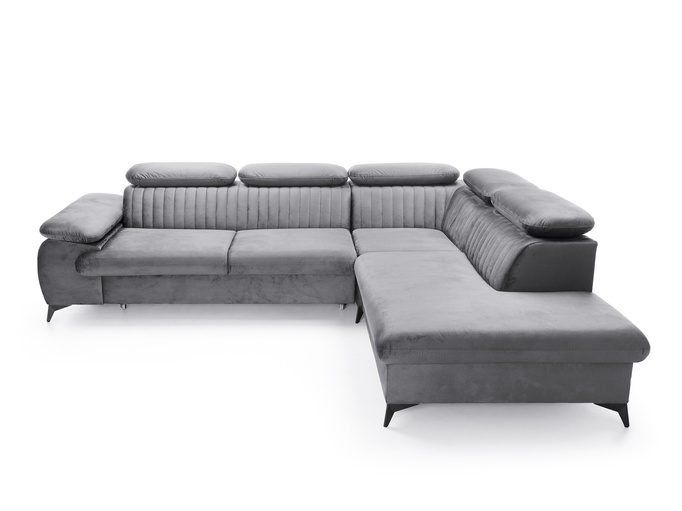 Narożnik VETTO prawostronny Monolith 85 szary welur funkcja spania