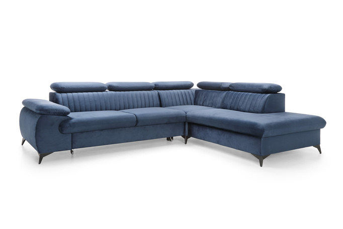 Narożnik VETTO prawostronny Monolith 77 granatowy welur funkcja spania