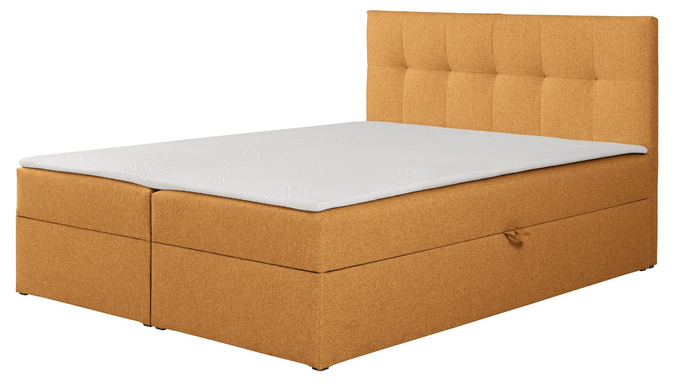 Łóżko kontynentalne Toronto 180×200 (Herbi 80 - Miodowy) z materacem bonell i topperem