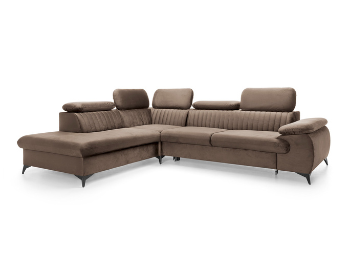 Narożnik VETTO lewostronny Monolith 15 mleczna czekolada welur funkcja spania