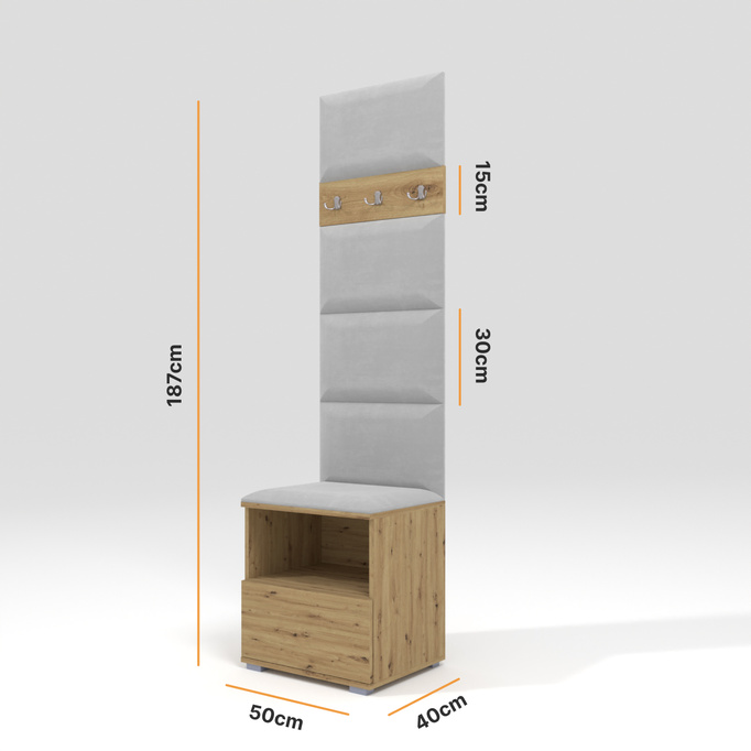 Tapicerowana garderoba Nela IV - kolor dąb artisan + tkanina Trinity 32