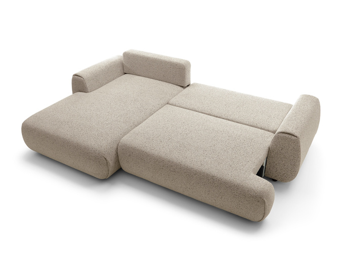 Narożnik VERNIO lewostronny plecionka Puente 16 zimny beż funkcja spania