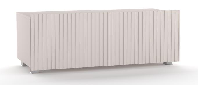 Szafka RTV Kolder 100 cm w kolorze cashmere i z ryflowanymi frontami