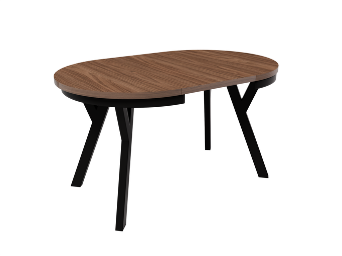 Stół Okrągły Rozkładany ARI 90-190 cm Orzech Włoski – Loft Nogi Czarne