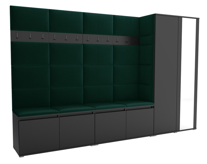 Tapicerowana garderoba Noris V z lustrem - kolor czarny + tkanina Trinity 28