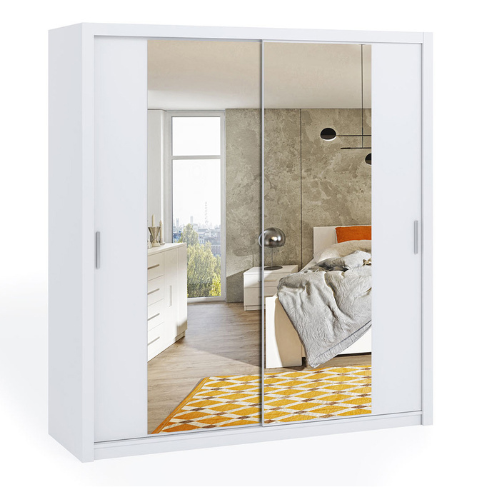 Szafa przesuwna Tamiza 200 cm z lustrem biała