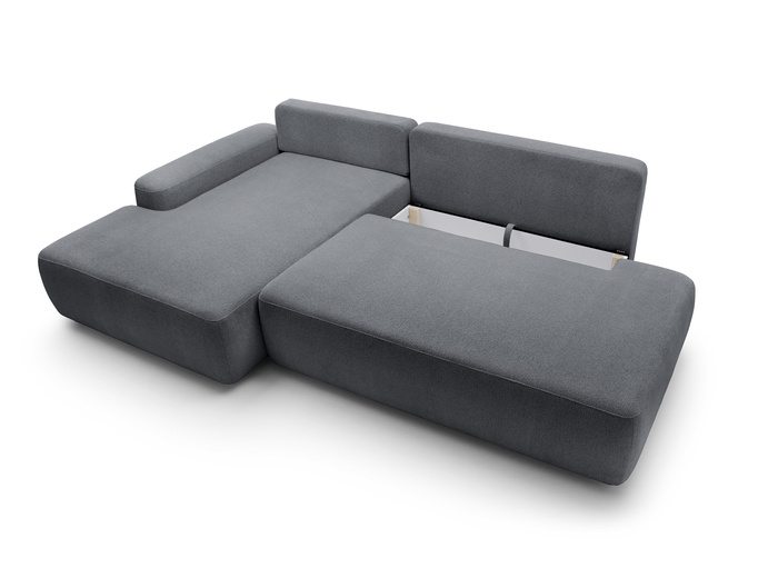 Narożnik OLMI O lewostronny Raven 18 grafitowy ciemny szary funkcja spania + poduszki