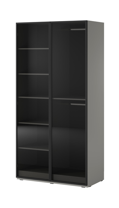 Szafa dwudrzwiowa Zen w kolorze Szarym + przyciemniane szkło