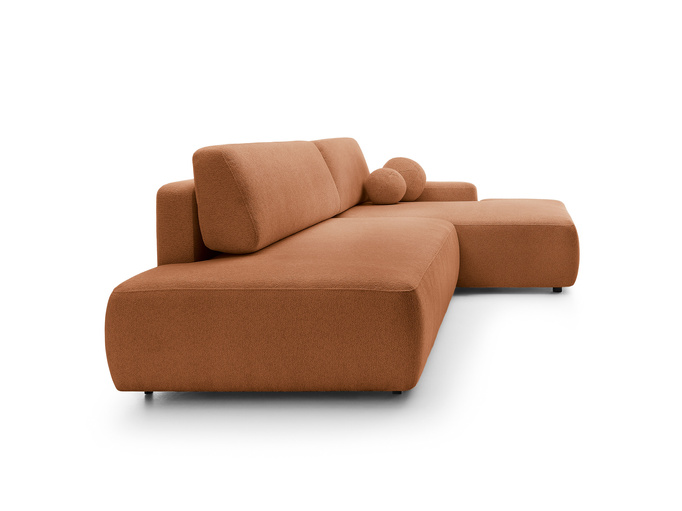 Narożnik OLMI O prawostronny Raven 44 terakota ceglasty funkcja spania + poduszki