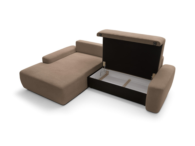 Narożnik OLMI M lewostronny Raven 45 czekoladowy ciemny brąz styl soft