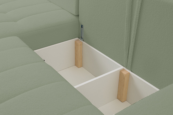 Narożnik Palermo w tkaninie BRAVO z funkcją spania i pojemnikiem na pościel