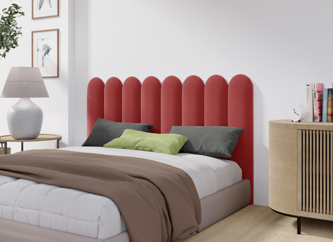 Panel tapicerowany płotek zaokrąglony 110x30 Magic Velvet 2232 (Koralowy)