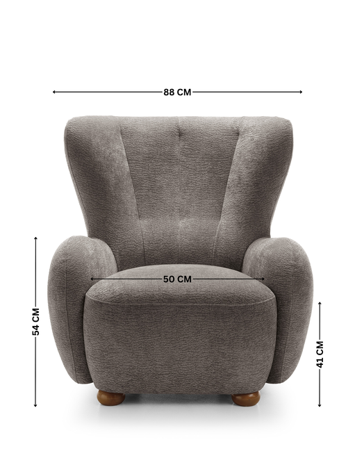 Fotel tapicerowany uszak FILO Dress Me 03 Taupe nóżki do wyboru