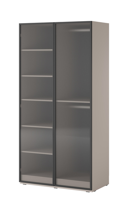 Szafa dwudrzwiowa Zen w kolorze cashmere + ryflowane szkło