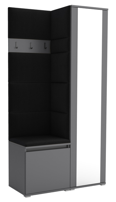 Tapicerowana garderoba Noris VI z lustrem - antracyt + tkanina Trinity 16