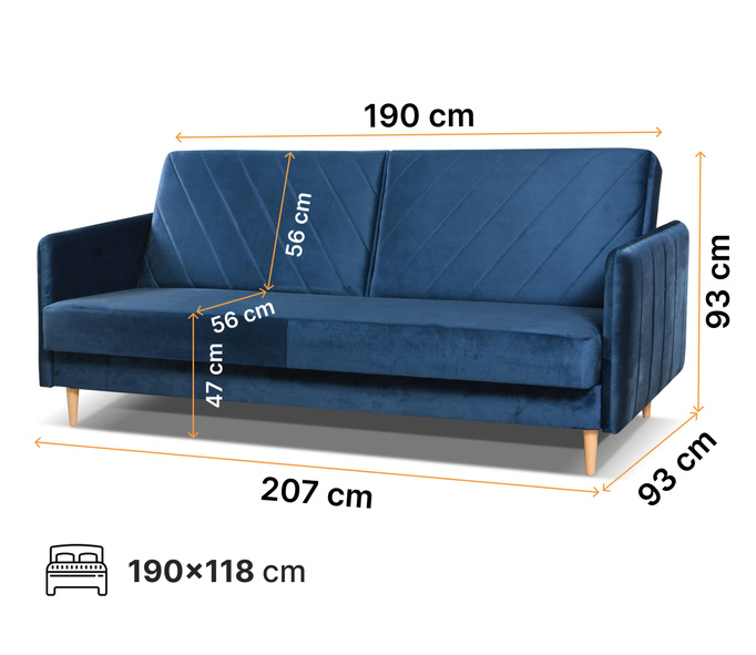 Wersalka Vesto z funkcją spania i pojemnikiem