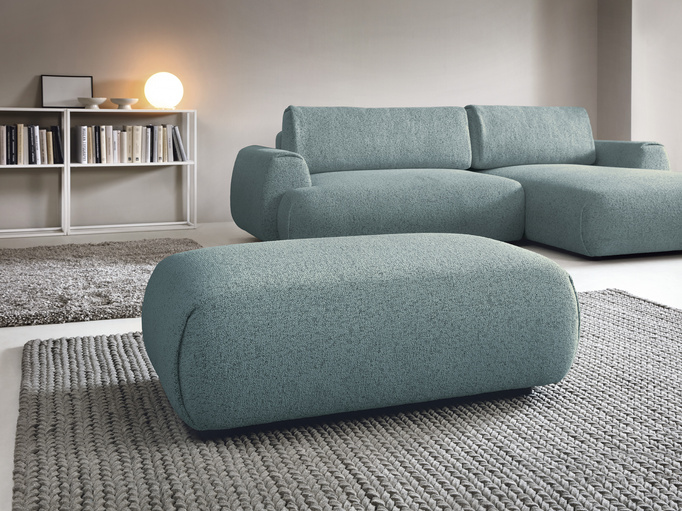 Pufa do narożnika VERNIO Puente 73 Lazur Niebieski plecionka z bawełną