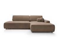 Narożnik OLMI O prawostronny Raven 45 czekoladowy ciemny brąz funkcja spania + poduszki