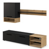Meblościanka Vento 180 cm – nowoczesny zestaw mebli RTV do salonu, matowa czerń i dąb artisan