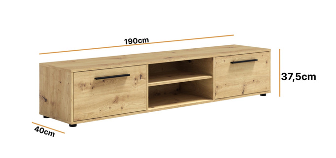 Szafka RTV Modena 190cm kolor: Dąb artisan