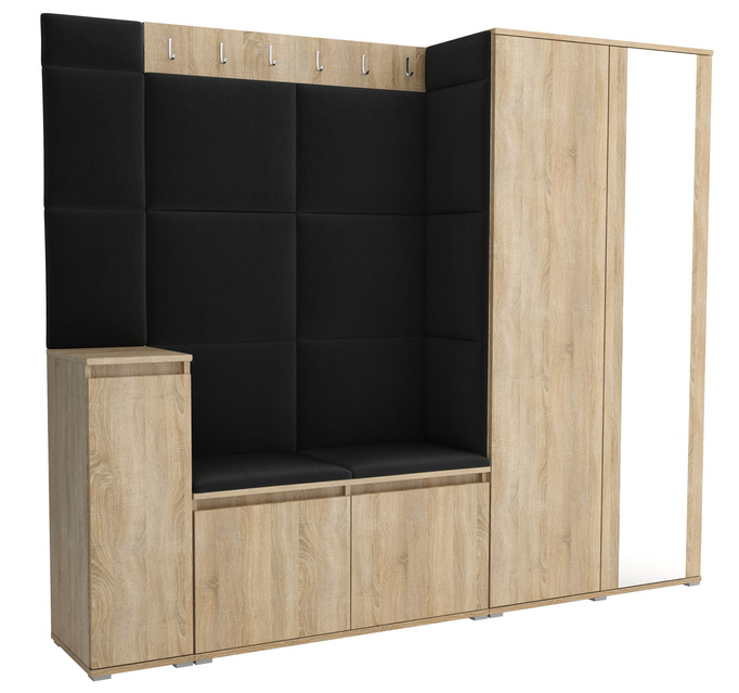 Tapicerowana garderoba Noris VIII z lustrem - kolor sonoma + tkanina Trinity 16