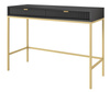 Toaletka z szufladami Kioto w kolorze czarnym i złotymi nóżkami