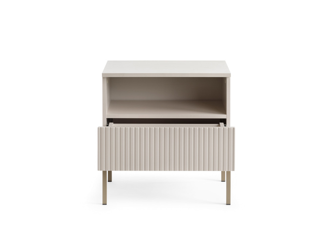 Stolik nocny Lagos z metalowymi nóżkami w kolorze Cashmere + LED