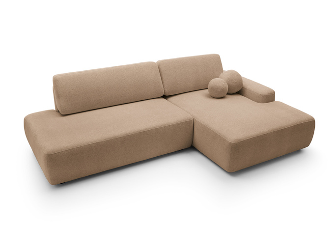 Narożnik OLMI O prawostronny Raven 38 brązowy styl soft funkcja spania + poduszki