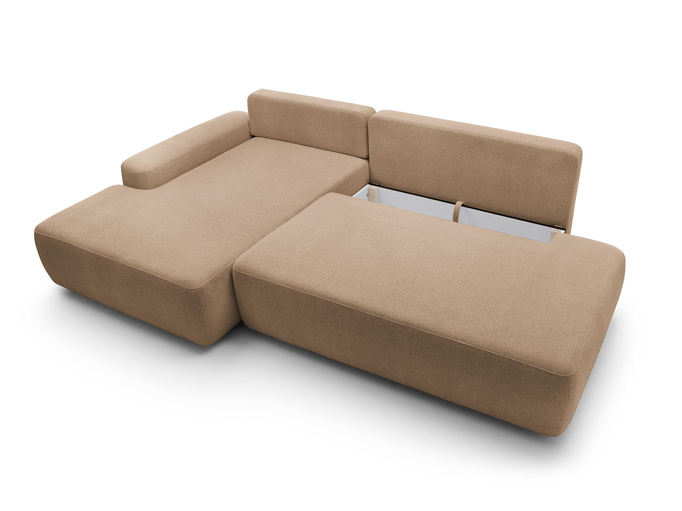 Narożnik OLMI O lewostronny Raven 38 brązowy styl soft funkcja spania + poduszki