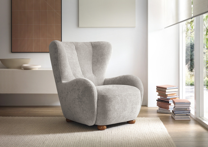 Fotel tapicerowany uszak FILO Dress Me 02 Jasny Szary nóżki do wyboru