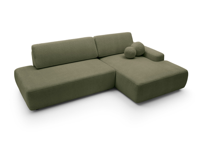 Narożnik OLMI O prawostronny Raven 78 zielony oliwkowy funkcja spania + poduszki