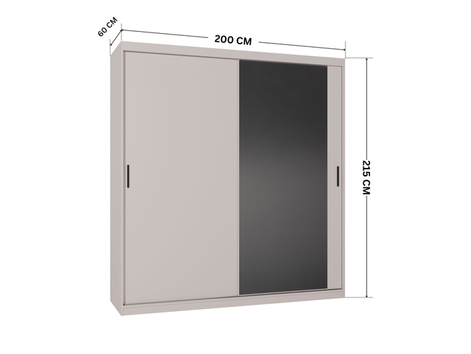 Szafa przesuwna MIRANO 200 cm kaszmir – wysoka 215 cm, duża pojemność