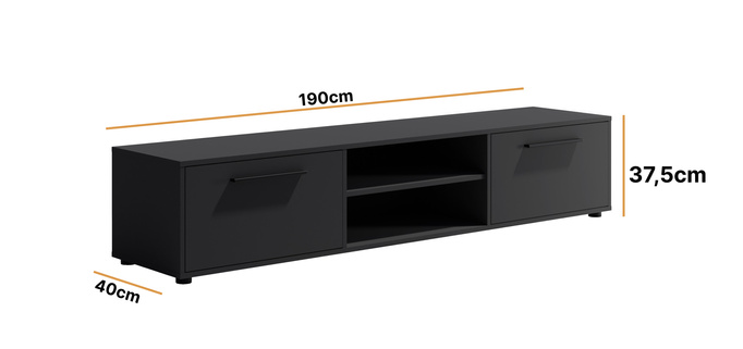 Szafka RTV Modena 190cm kolor: Czarny