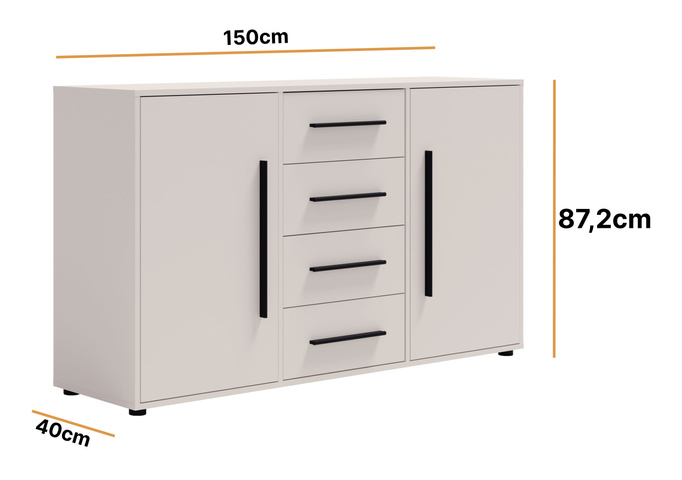 Komoda Modena K2D4SZ 150cm w kolorze cashmere