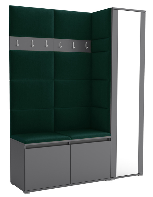 Tapicerowana garderoba Noris VII z lustrem - kolor antracyt + tkanina Trinity 28