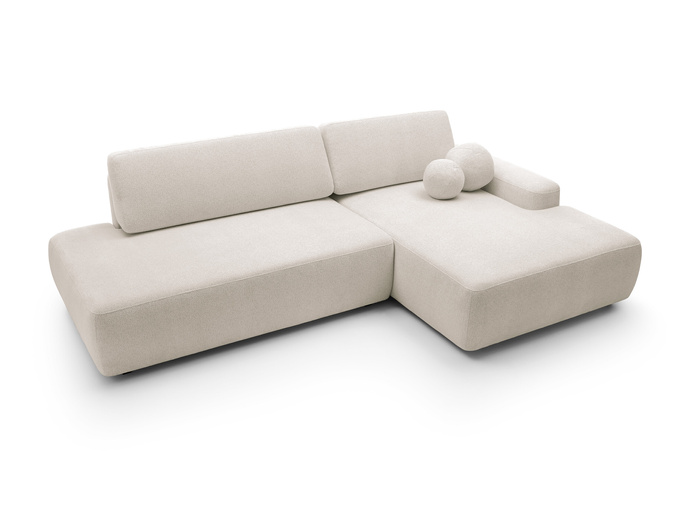 Narożnik OLMI O prawostronny Raven 24 beżowy piaskowy funkcja spania + poduszki