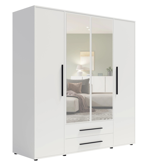 Szafa Modena SZ4D2SZ w kolorze białym z lustrem