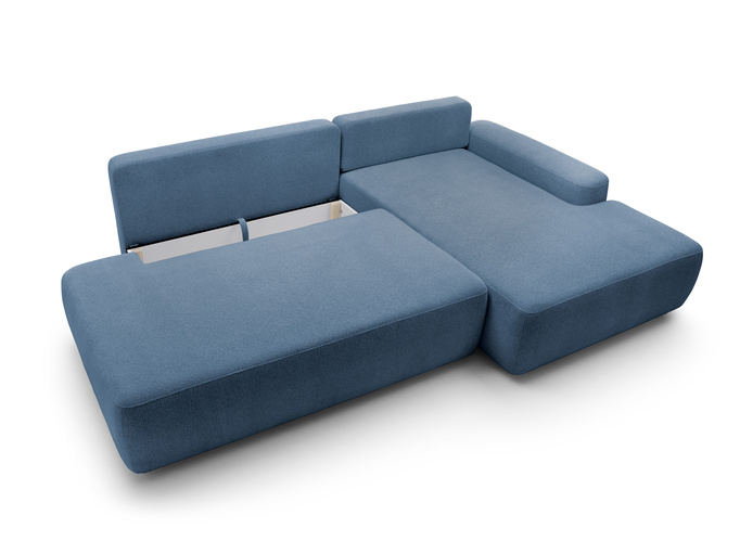 Narożnik OLMI O prawostronny Raven 86 granatowy ciemny niebieski funkcja spania + poduszki